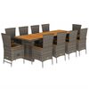 vidaXL 11 r&eacute;szes sz&uuml;rke polyrattan kerti &uuml;lőgarnit&uacute;ra p&aacute;rn&aacute;kkal
