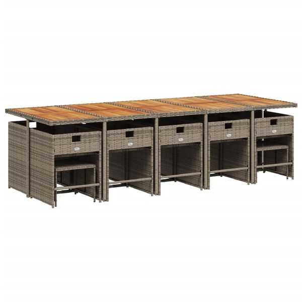 vidaXL 15 r&eacute;szes sz&uuml;rke polyrattan kerti &uuml;lőgarnit&uacute;ra p&aacute;rn&aacute;kkal