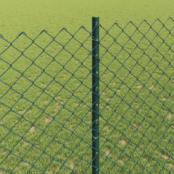 vidaXL Ker&iacute;t&eacute;s oszlopokkal Z&ouml;ld 1,4 x 10 m Ac&eacute;l &eacute;s PVC