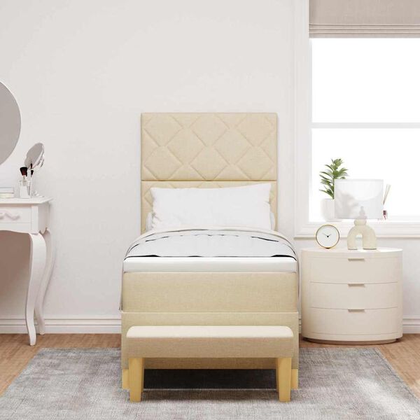 vidaXL Boxrug&oacute;s &aacute;gy matracmal fejt&aacute;ml&aacute;val Kr&eacute;m 80 x 200 cm sz&ouml;vet