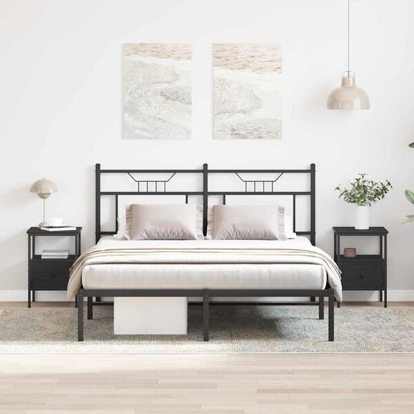 vidaXL &Eacute;jjeliszekr&eacute;ny 2 pcs Fekete t&ouml;lgy 34 x 36 x 50 cm Faanyag