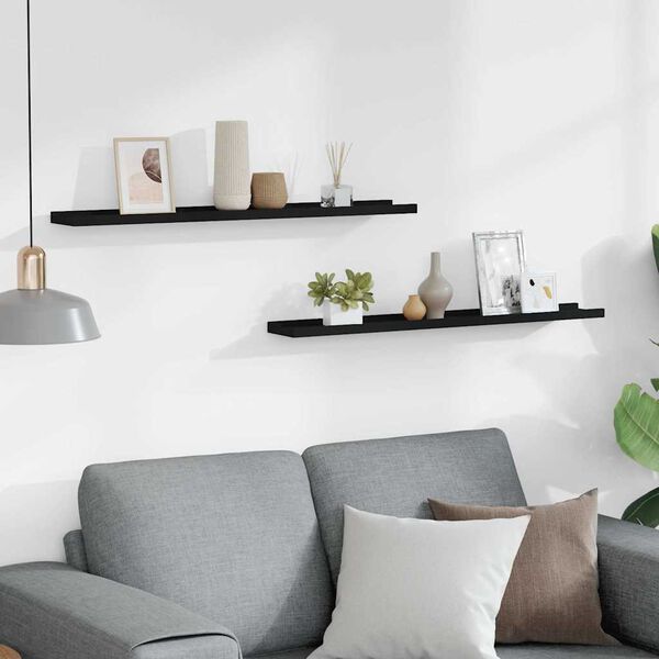 vidaXL 2 db fekete MDF szeg&eacute;lypolc k&eacute;pkeretekhez 80 x 9 x 3 cm