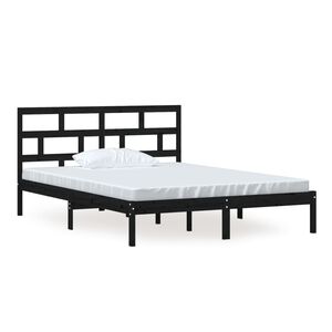 vidaXL fekete t&ouml;m&ouml;r fa &aacute;gykeret 150 x 200 cm (King Size)