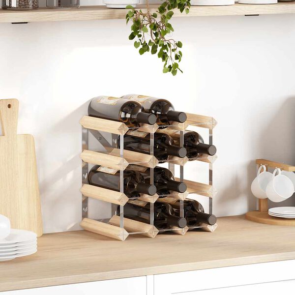 vidaXL t&ouml;m&ouml;r fenyőfa bortart&oacute; &aacute;llv&aacute;ny 12 palackhoz