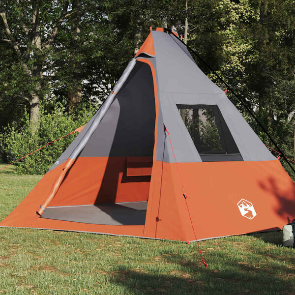 vidaXL Tipi s&aacute;tor tetővel Sz&uuml;rke &eacute;s narancs 383 x 338 x 217 cm taft
