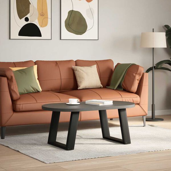 vidaXL 2 db U alakú dohányzóasztal láb fekete 50 x (42-43) cm acél dohányzóasztal láb