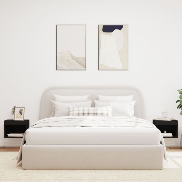 vidaXL 2 db fekete falra szerelhető &eacute;jjeliszekr&eacute;ny LED-vil&aacute;g&iacute;t&aacute;ssal