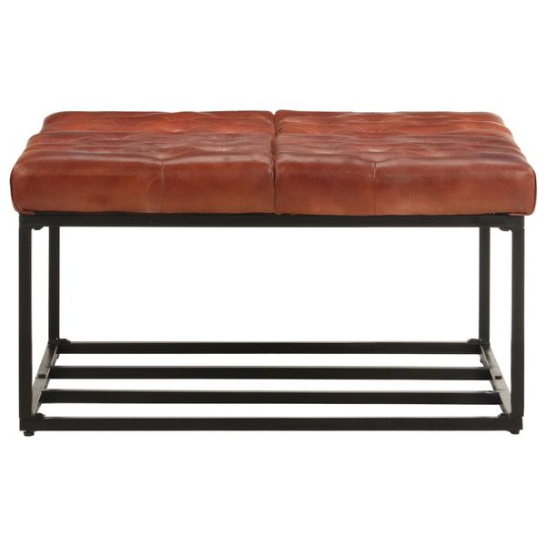 vidaXL s&ouml;t&eacute;tbarna val&oacute;di bőr puff 80 x 80 x 43 cm