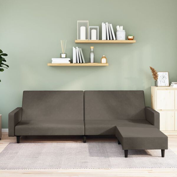 vidaXL k&eacute;tszem&eacute;lyes vil&aacute;gossz&uuml;rke b&aacute;rsony kanap&eacute;&aacute;gy l&aacute;btart&oacute;val