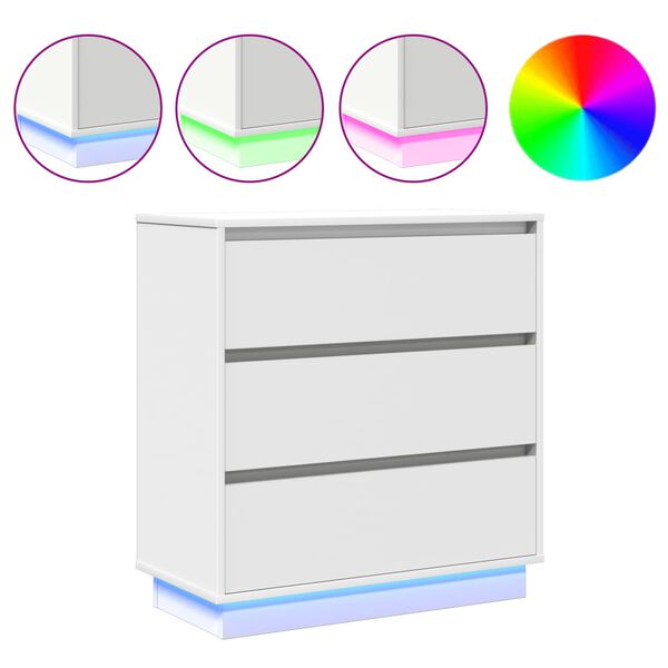 vidaXL Éjjeliszekrény fiókkal Fehér 71 x 34,5 x 75 cm Faanyag