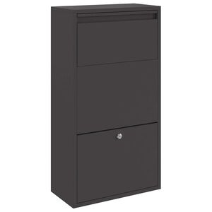 vidaXL Csomagz&aacute;r&oacute; doboz t&aacute;rol&oacute;val ajt&oacute;val Fekete 44 x 22 x 82 cm Ac&eacute;l
