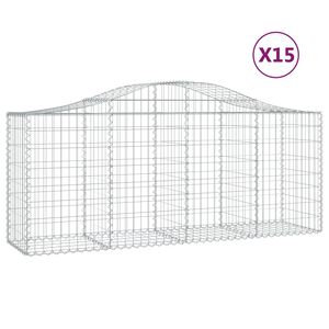 vidaXL 15 db &iacute;ves horganyzott vas gabion kos&aacute;r 200x50x80/100 cm