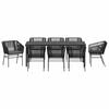vidaXL Kert &eacute;tkező szett 9 pcs Fekete Poli rattan
