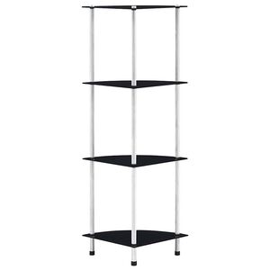 vidaXL 4 szintes fekete edzett &uuml;veg polc 30 x 30 x 100 cm