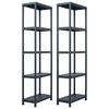 vidaXL 2 db fekete műanyag t&aacute;rol&oacute; polc 125 kg 60 x 30 x 180 cm