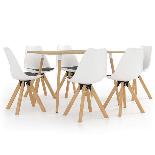 vidaXL 7 r&eacute;szes feh&eacute;r &eacute;s fekete &eacute;tkezőszett