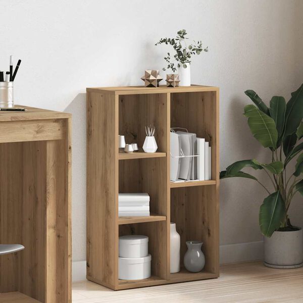 vidaXL k&eacute;zműves t&ouml;lgy sz&iacute;nű szerelt fa k&ouml;nyvszekr&eacute;ny 50x25x80 cm