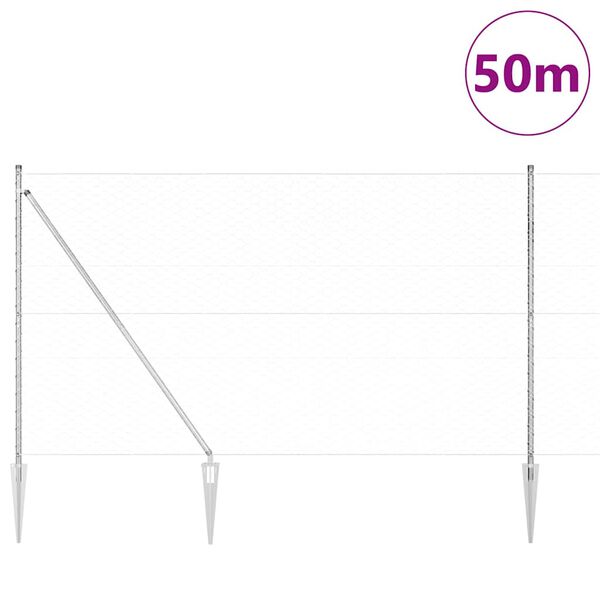 vidaXL Ker&iacute;t&eacute;soszlop Ez&uuml;st 50 x 1,6 m (50 mm h&aacute;l&oacute;) Ac&eacute;l