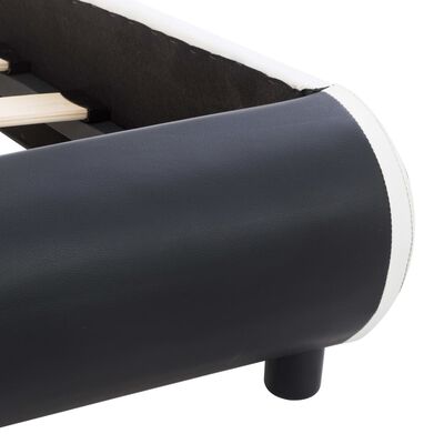 vidaXL fekete LED-es műbőr ágykeret 160 x 200 cm