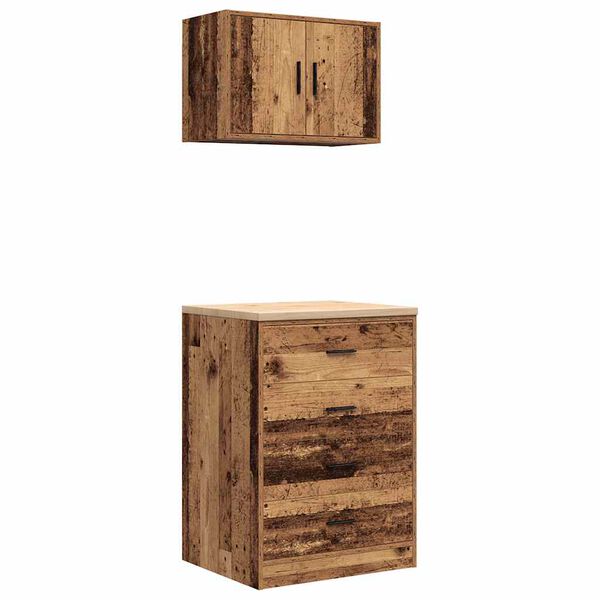 vidaXL 2 db antik fa sz&iacute;nű szerelt fa gar&aacute;zs szekr&eacute;nyek