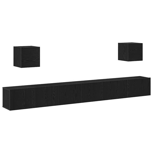 vidaXL TV szekr&eacute;ny garnit&uacute;ra 7 pcs Fekete t&ouml;lgy 100 x 30 x 30 cm