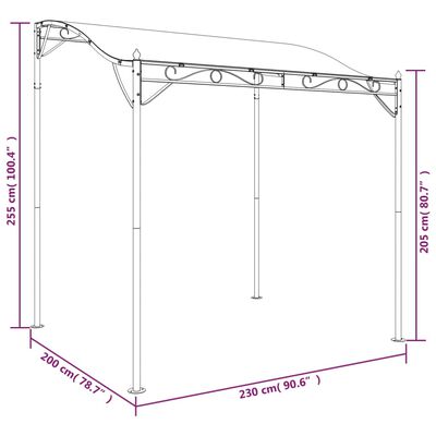 vidaXL antracitszürke szövet és acél pavilon 2 x 2,3 m 180 g/m²