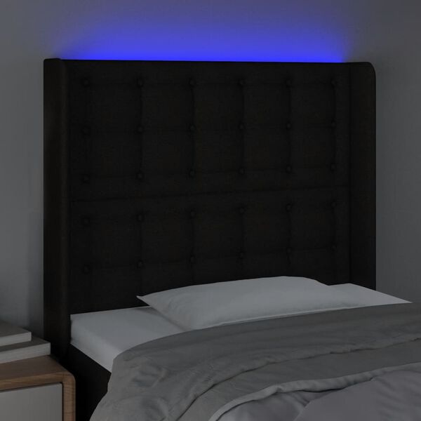 vidaXL fekete szövet LED-es fejtámla 83x16x118/128 cm