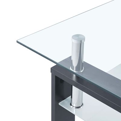 vidaXL szürke-átlátszó edzett üveg dohányzóasztal 95 x 55 x 40 cm