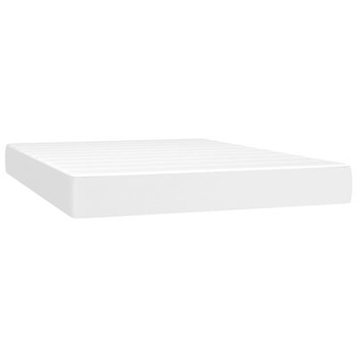 vidaXL fehér műbőr rugós ágy matraccal és LED-del 140x190 cm
