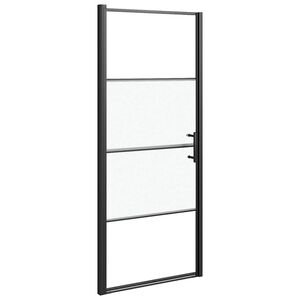 vidaXL fekete selyemmatt edzett &uuml;veg zuhanyajt&oacute; 81 x 195 cm
