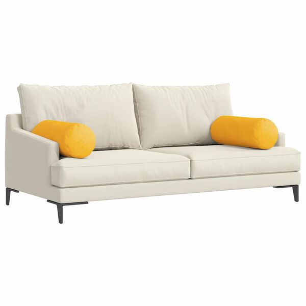 vidaXL Hengerpárnák 2 pcs Világos sárga Ø 25 x 70 cm Bársonyos szövet