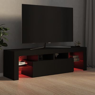 vidaXL fekete TV-szekrény LED-világítással 140 x 36,5 x 40 cm