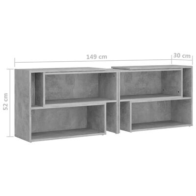 vidaXL betonszürke forgácslap TV-szekrény 149 x 30 x 52 cm