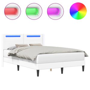 vidaXL &Aacute;gykeret LED szalagokkal fejt&aacute;ml&aacute;val Feh&eacute;r 120 x 200 cm Műbőr