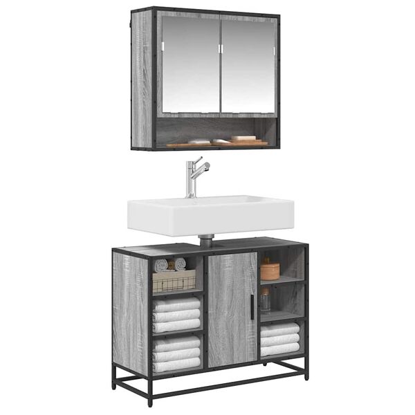 vidaXL sz&uuml;rke sonoma szerelt fa f&uuml;rdőszobai mosd&oacute;szekr&eacute;ny 80x33x60 cm