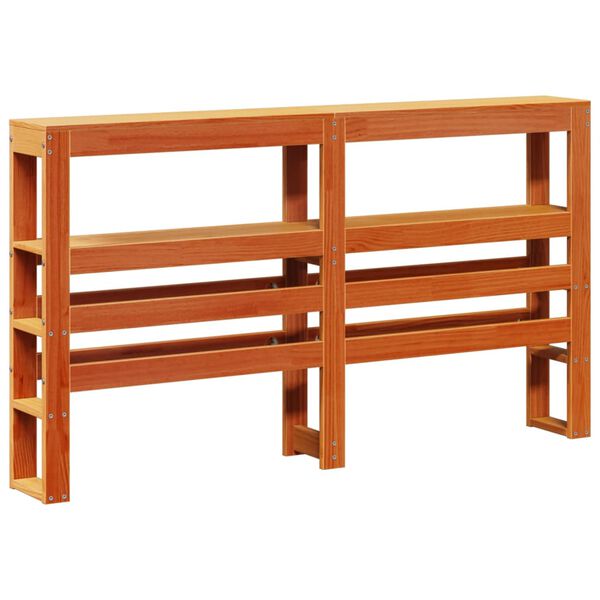 vidaXL viaszbarna t&ouml;m&ouml;r fenyőfa fejt&aacute;mla polcokkal 140 cm