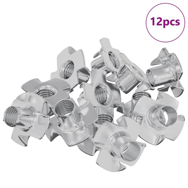 vidaXL Pronged T-any&aacute;s 12 pcs Ez&uuml;st M6 mm Ac&eacute;l