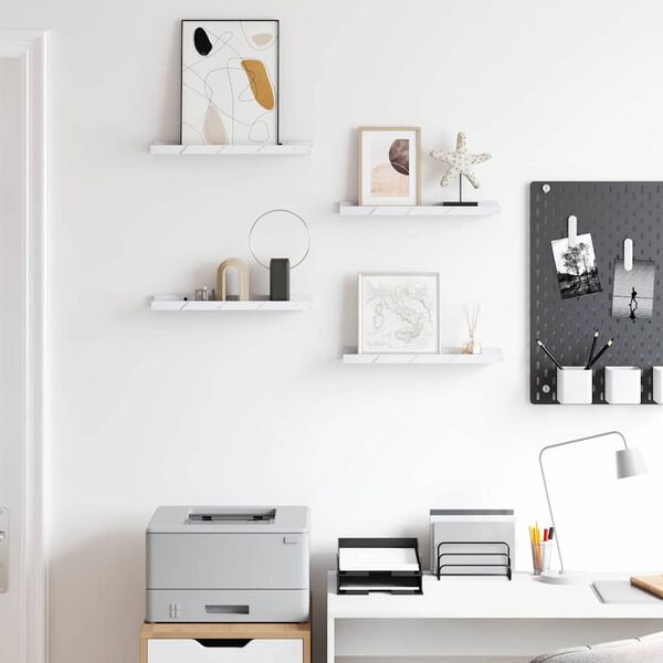 vidaXL Falpolc polcokkal 4 pcs Feh&eacute;r m&aacute;rv&aacute;ny 40 x 9 x 3 cm Faanyag