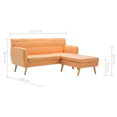 vidaXL L-alakú narancssárga szövet kanapé 171,5 x 138 x 81,5 cm