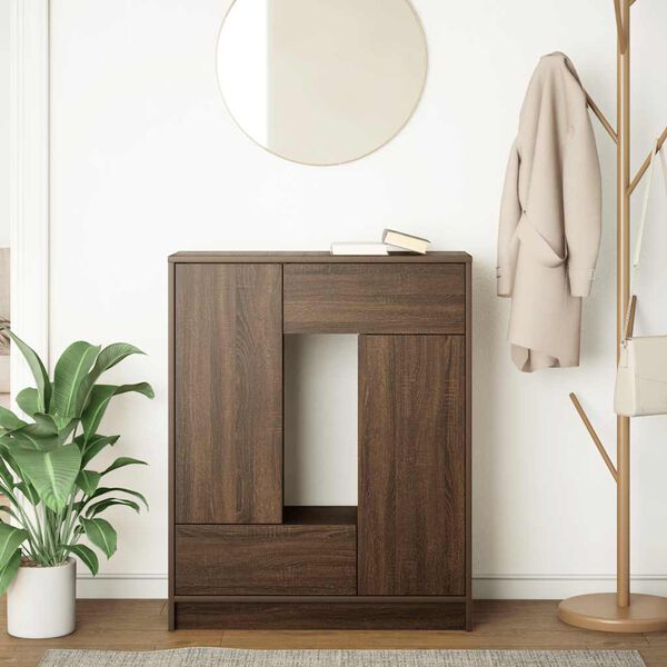 vidaXL barna t&ouml;lgy kom&oacute;d fi&oacute;kokkal &eacute;s ajt&oacute;kkal 73x31x90 cm