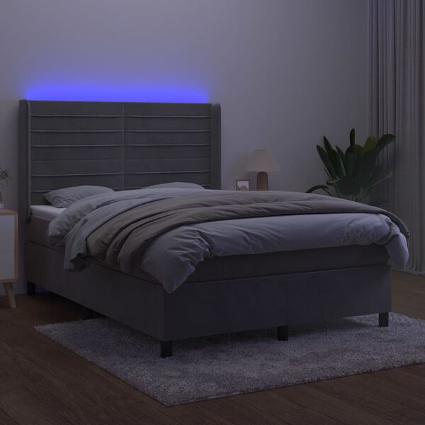 vidaXL vil&aacute;gossz&uuml;rke b&aacute;rsony rug&oacute;s &eacute;s LED-es &aacute;gy matraccal 140x190 cm