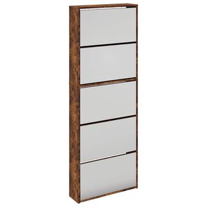 vidaXL f&uuml;st&ouml;s t&ouml;lgy 5 szintes cipőszekr&eacute;ny t&uuml;k&ouml;rrel 63 x 17 x 169,5 cm