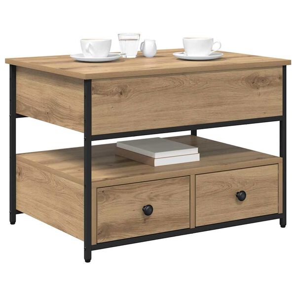 vidaXL Dohányzóasztal fiókkal Artisan tölgy 70 x 50 x 54.5 cm Faanyag