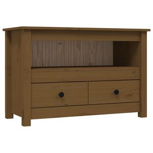 vidaXL m&eacute;zbarna t&ouml;m&ouml;r fenyőfa TV-szekr&eacute;ny 79 x 35 x 52 cm