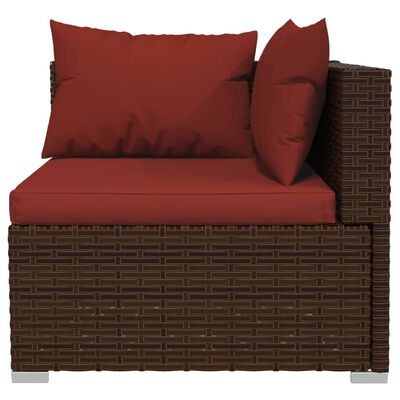 vidaXL 3 személyes barna polyrattan kanapé párnákkal