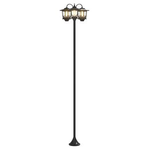 vidaXL 3-Fej L&aacute;mpaoszlop Fekete 16 x 16 x 187 cm Alum&iacute;nium &eacute;s ABS