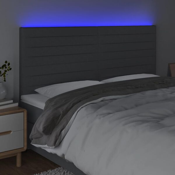 vidaXL s&ouml;t&eacute;tsz&uuml;rke sz&ouml;vet LED-es fejt&aacute;mla 180x5x118/128 cm
