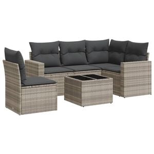 vidaXL 6 r&eacute;szes vil&aacute;gossz&uuml;rke polyrattan kerti &uuml;lőgarnit&uacute;ra p&aacute;rn&aacute;kkal