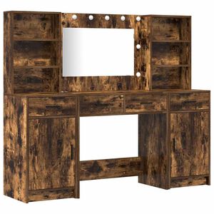 vidaXL LED-es &ouml;lt&ouml;zk&ouml;dő asztal szett 3 pcs F&uuml;st&ouml;lt t&ouml;lgy Faanyag