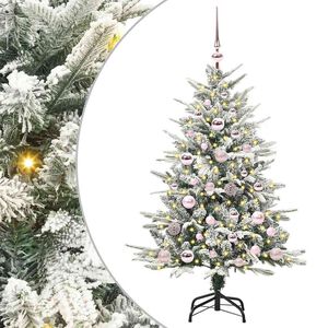 vidaXL Műfenyő vil&aacute;g&iacute;t&aacute;ssal &eacute;s g&ouml;mbk&eacute;szlettel Z&ouml;ld 120 cm PVC &eacute;s PE